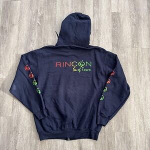 Coastal Classics Rincon Hoodie Mens Large Full Zip Graphic Surf Town Sweatshirt